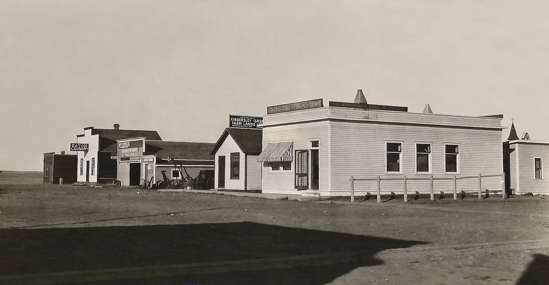 Main Street with Merchants Bank of Canada and early businesses